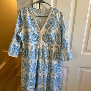 Saiph Blue and White Patterned Dress